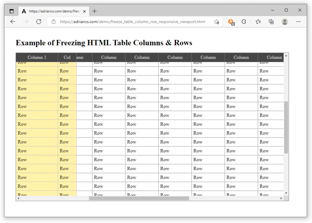 css for a table class for responsive columns