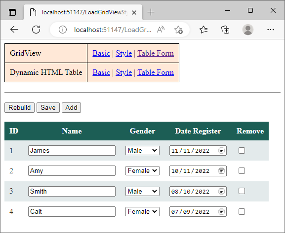 Part 1: GridView VS dynamic HTML Table (ASP.NET WebForms)