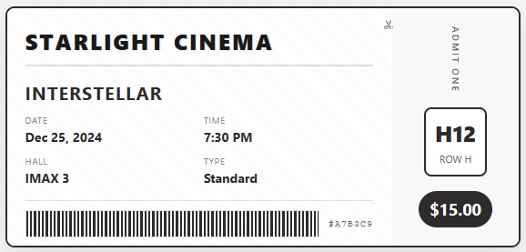 Sample Ticket Layout